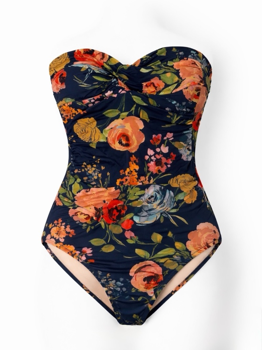 Garnet Hill Strapless Floral One Piece Swimsuit Swim 4